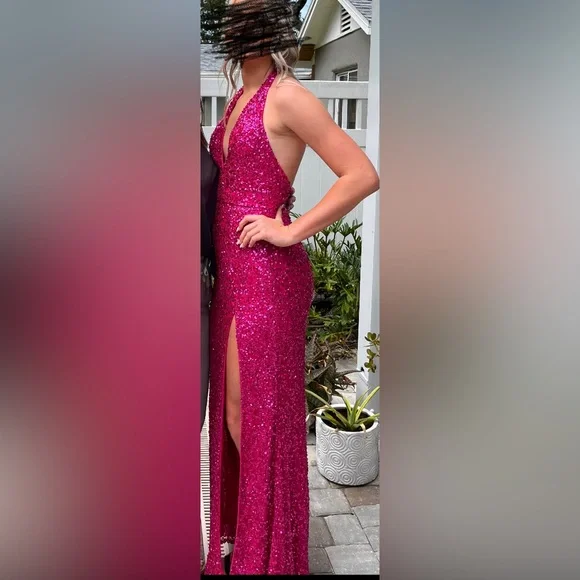 open lace back dress Ashley Lauren 11638 - Ruffled Mermaid Prom Dress 16 / Pink main image 1